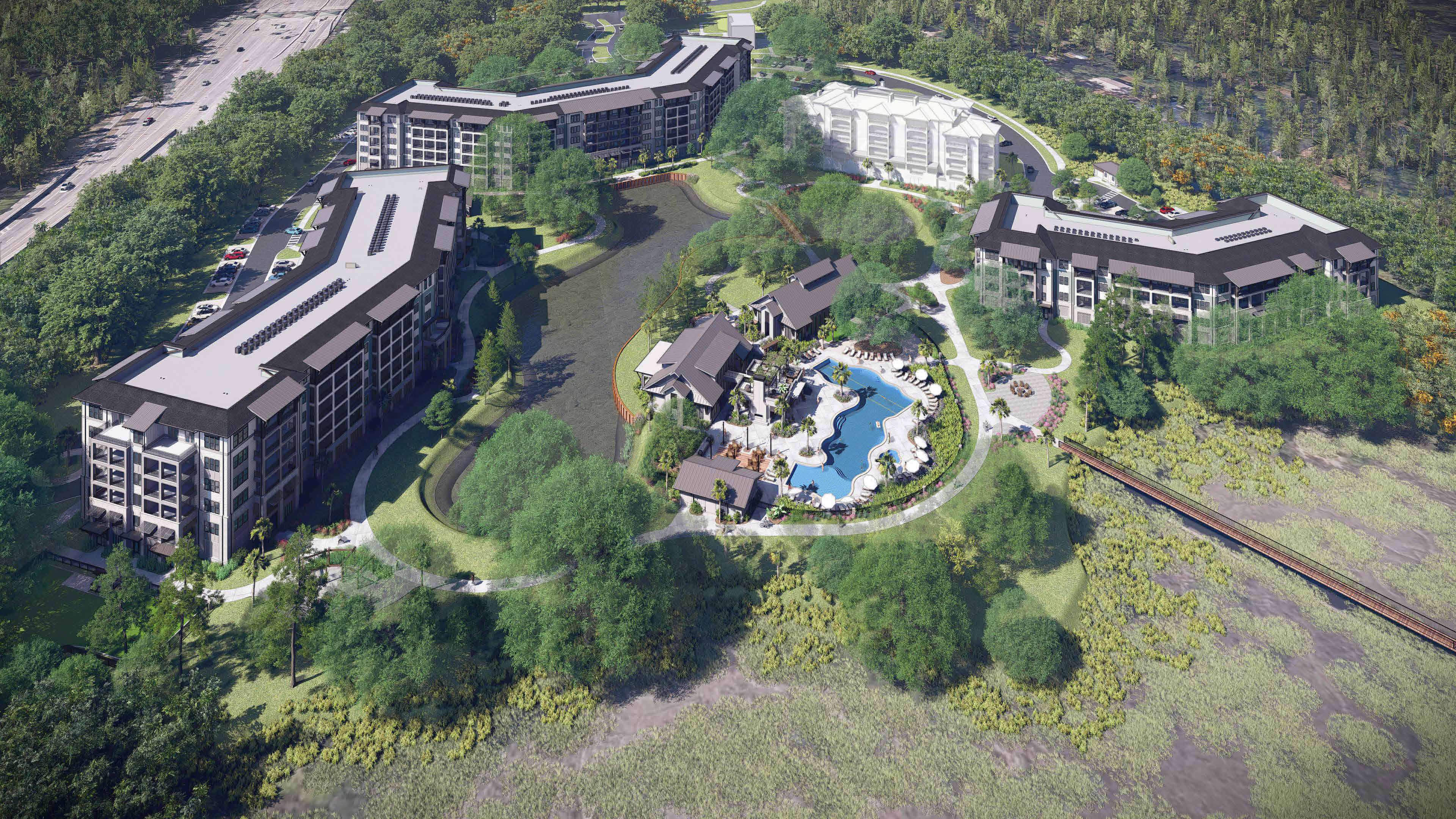 Aerial rendering of the Hilton Head multifamily development